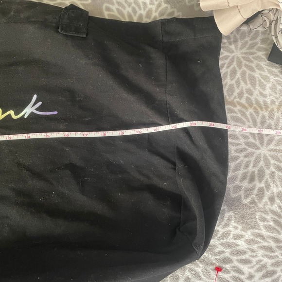 Victoria's Secret PINK Canvas Tote Bag Black Rainbow Logo‎ Large Duffel Travel - Picture 9 of 10